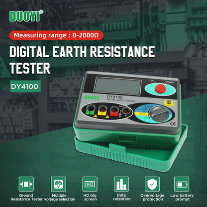DUOYI DY4100 Digital Resistance Tester – Earth Ground Meter & High-Accuracy Multimeter for Power Systems