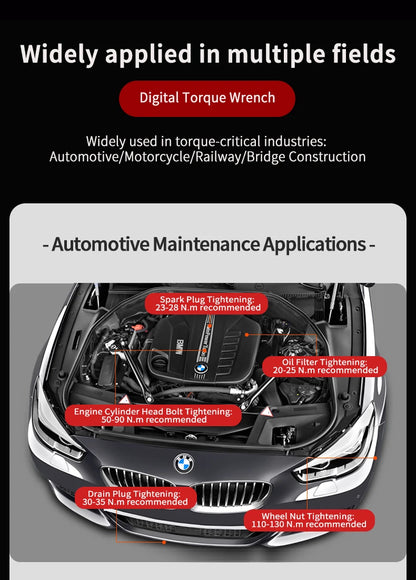 MoveCrab Digital Torque Wrench 0.6-85Nm Range with Dual Direction Ratchet±2% Accuracy with Vibration Buzzer LED Alert