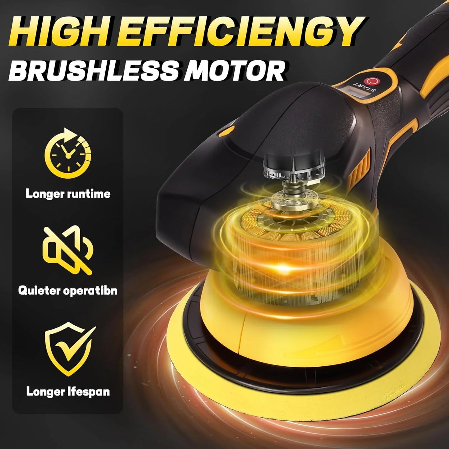 6000RPM Brushless Car Buffer Polisher with 8 Variable Speed, Car Polisher for Detailing/Polishing/Waxing for DeWalt 20v Battery