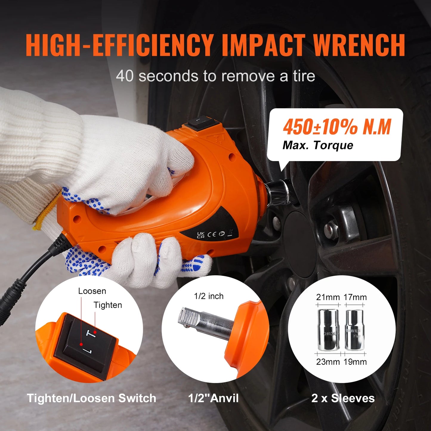 VEVOR Electric Car Jack 5 Ton Hydraulic Jack with Electric Impact Wrench Portable Car Lift  for SUV MPV Sedan Truck Change Tires