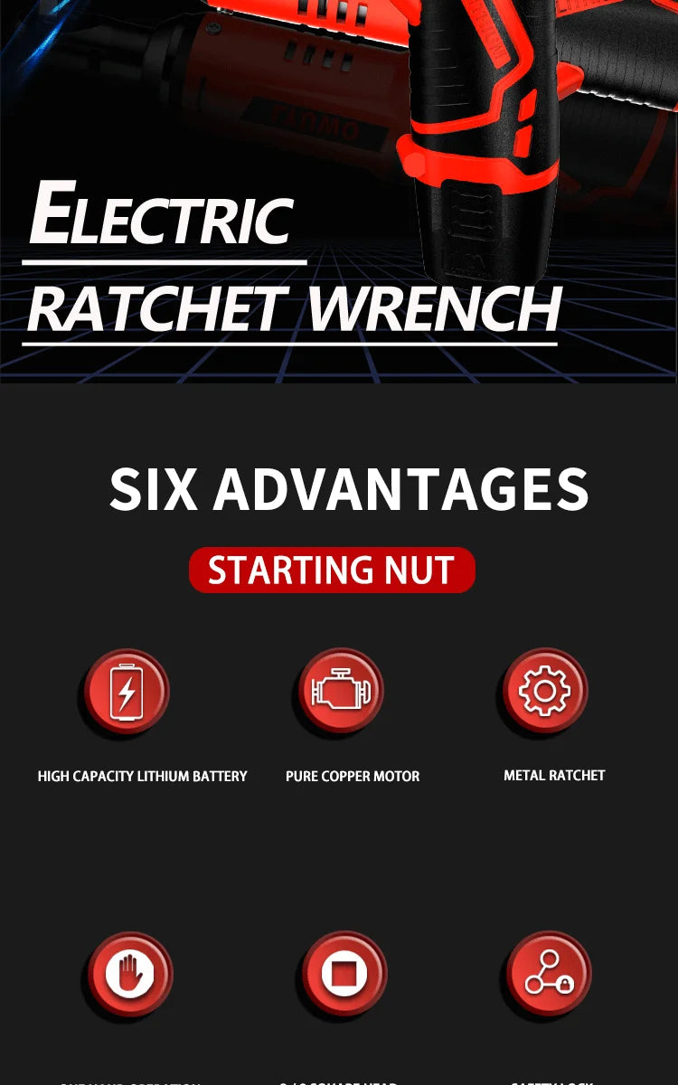LYUWO 3/8 Rechargeable Electric , Ratchet Set, Angle Drill, Screwdriver To Remove Screw Nut, Automobile Maintenance Tool 2 Batte