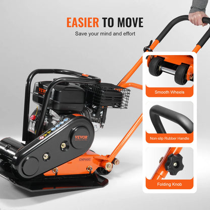SucceBuy Plate Compactor 2.8/6.5 HP Force Vibratory Compaction Tamper For Walkways, Patios, Asphalts, Paver Landscaping
