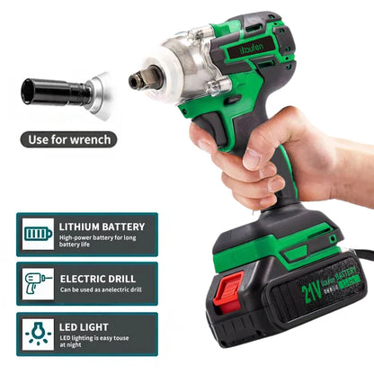 380N Large Torque Brushless Electric Wrench 21V Industrial Lithium Battery Charging for Cow Rack Woodworking Auto Repair