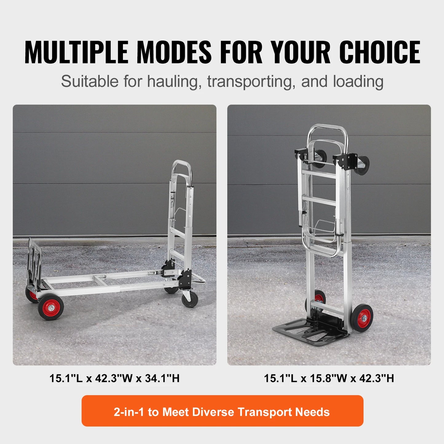 SucceBuy Folding Hand Truck Aluminum Heavy Duty Industrial Collapsible Dolly Cart for Transport Moving in Warehouse Supermarket