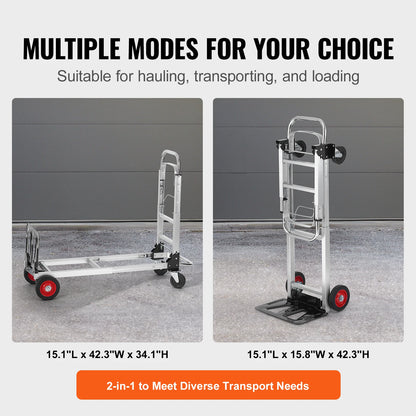 SucceBuy Folding Hand Truck Aluminum Heavy Duty Industrial Collapsible Dolly Cart for Transport Moving in Warehouse Supermarket