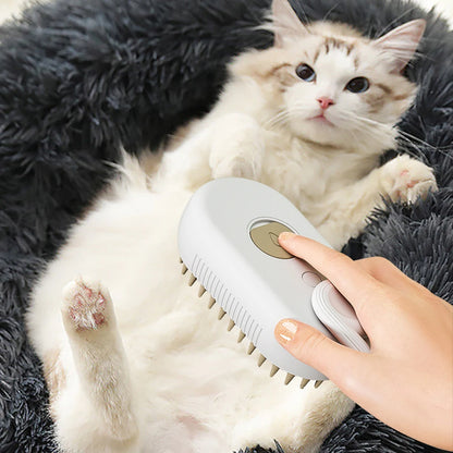 3-in-1 Pet Steam Brush | Electric Grooming & Massage Comb (USB Rechargeable)