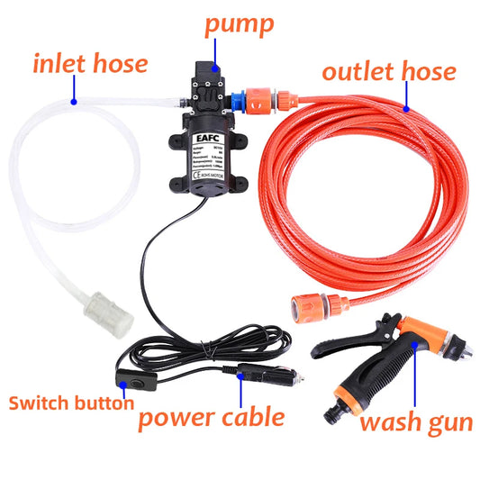 12V Portable Car Wash High Pressure Washer Gun Pump – Electric Auto Cleaning Machine