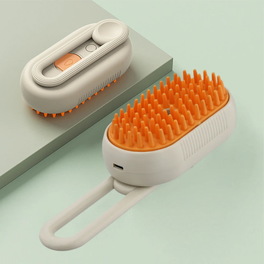 3-in-1 Pet Steam Brush | Electric Grooming & Massage Comb (USB Rechargeable)