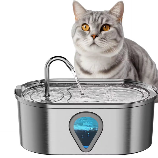 3.5L Automatic Pet Water Dispenser – Stainless Steel Cat Fountain with LED Light