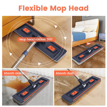 Floor Mop with Dual-Bucket System – Separates Clean & Dirty Water, Hands-Free Easy Cleaning.