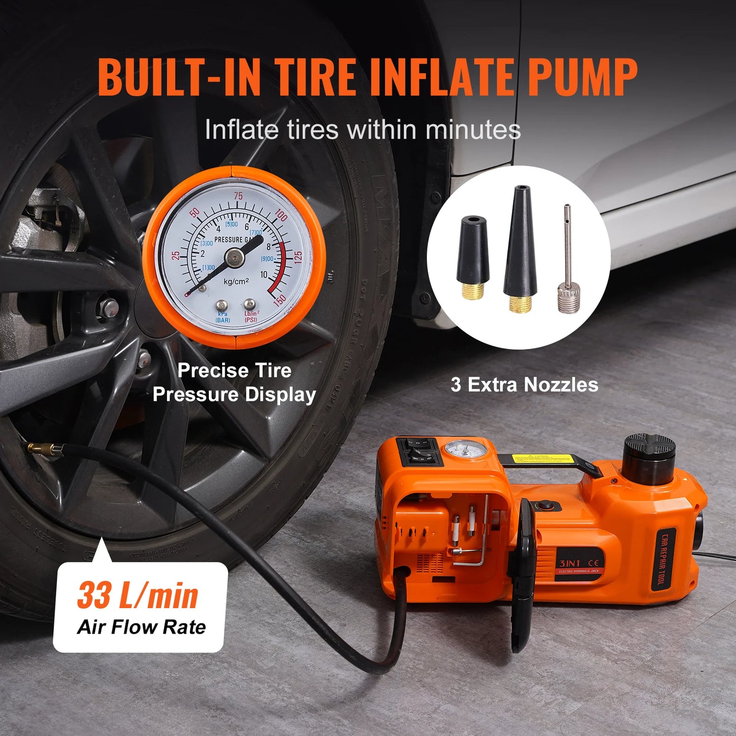 VEVOR Electric Car Jack 5 Ton Hydraulic Jack with Electric Impact Wrench Portable Car Lift  for SUV MPV Sedan Truck Change Tires