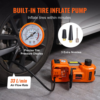 VEVOR Electric Car Jack 5 Ton Hydraulic Jack with Electric Impact Wrench Portable Car Lift  for SUV MPV Sedan Truck Change Tires