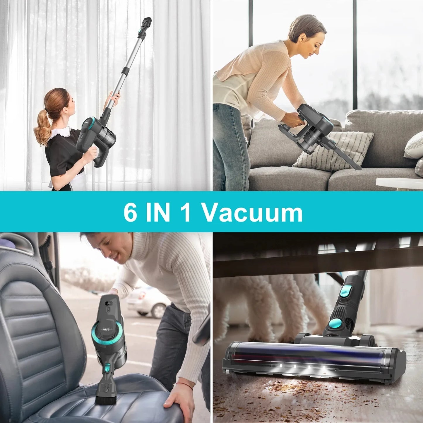 Cordless 6-in-1 Vacuum Cleaner – 20Kpa Powerful, Lightweight & Handheld for Home, Pet & Car