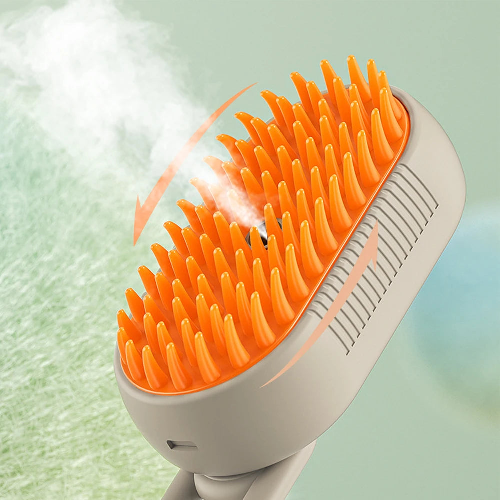 3-in-1 Pet Steam Brush | Electric Grooming & Massage Comb (USB Rechargeable)