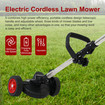 Electric Weed Wacker Cordless Lawn Mower Foldable Grass Trimmer Lightweight With Two Battery 2000mah 21V for Garden Yard Lawn