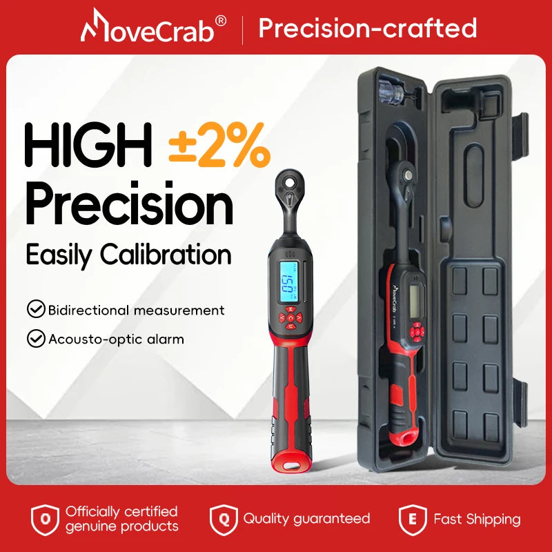 MoveCrab Digital Torque Wrench 0.6-85Nm Range with Dual Direction Ratchet±2% Accuracy with Vibration Buzzer LED Alert