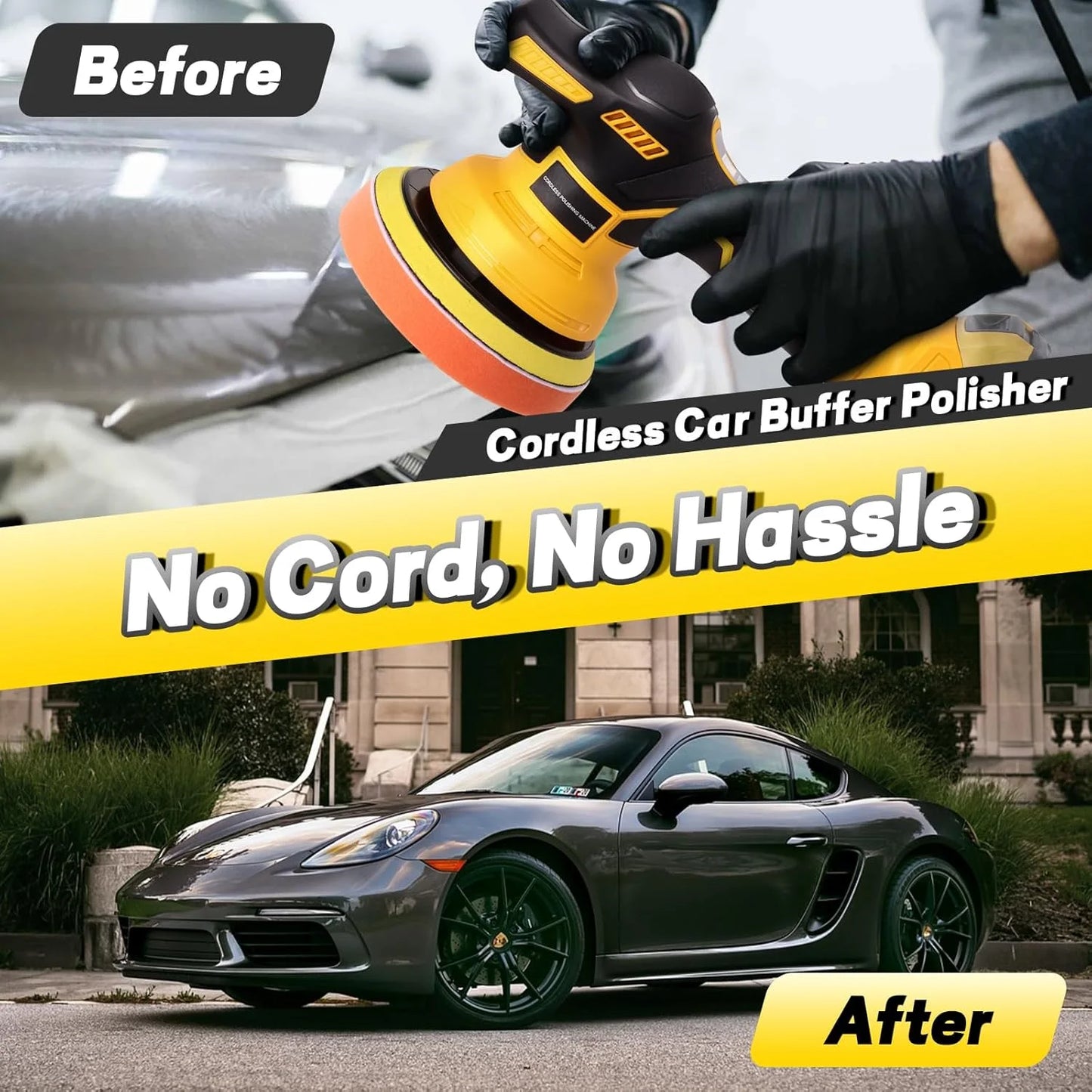 6000RPM Brushless Car Buffer Polisher with 8 Variable Speed, Car Polisher for Detailing/Polishing/Waxing for DeWalt 20v Battery