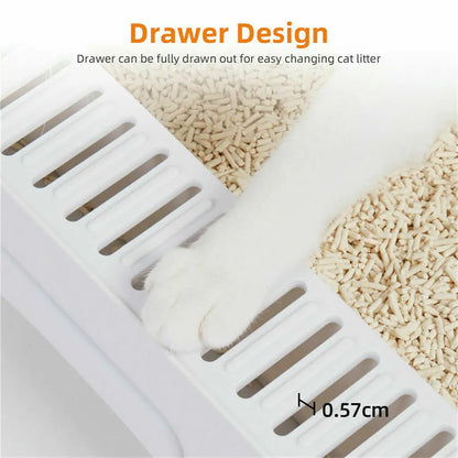 Foldable Enclosed Cat Litter Box with Scoop & Tray – Detachable Front Entry Kitten Toilet