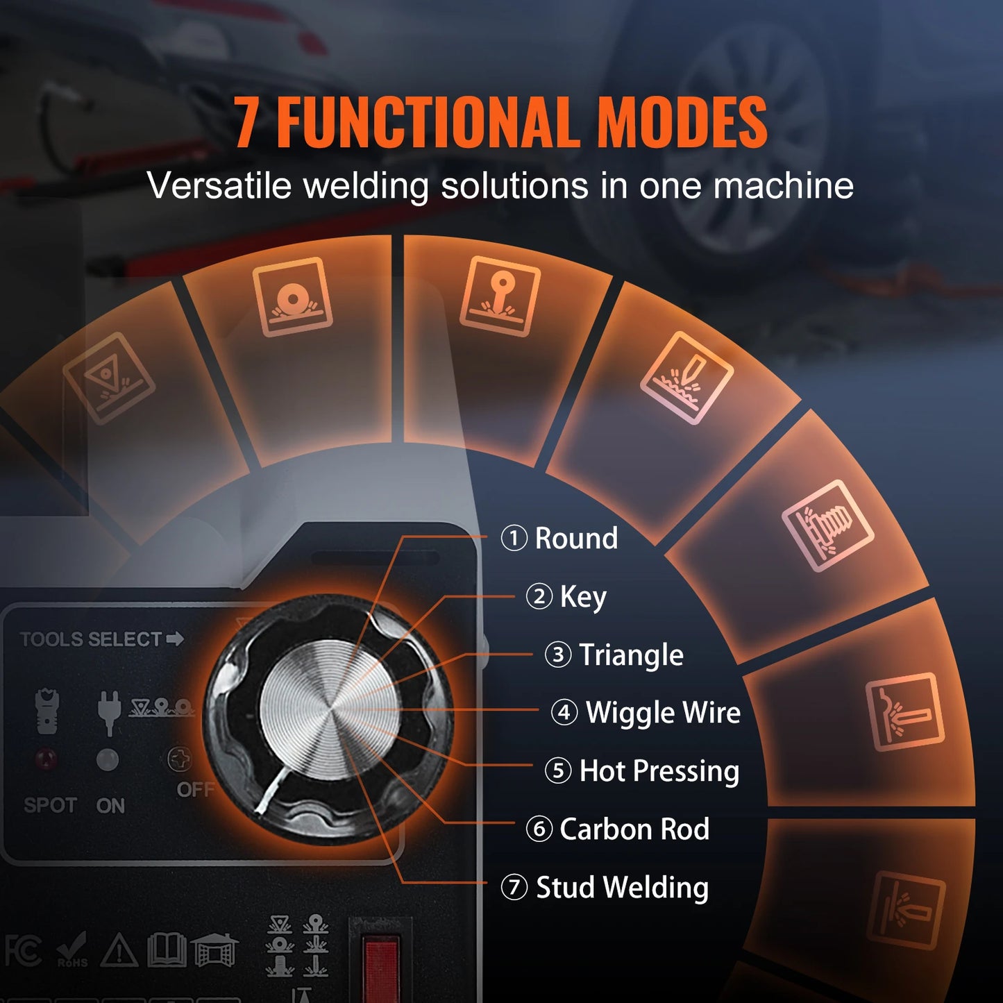 SucceBuy Stud Welder Repair Kit 1.8KW Auto Body Spot Welding Dent Puller Machine with 7 Welding Modes for Car Truck Dent Repair