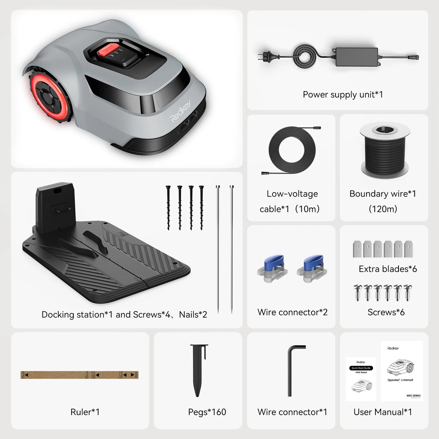 C-TOF Robot Lawn Mower Redkey MGC500 Lawn Mower Robot Cable Break Detection Climbing Capacity 45% App Control Mowing Robot