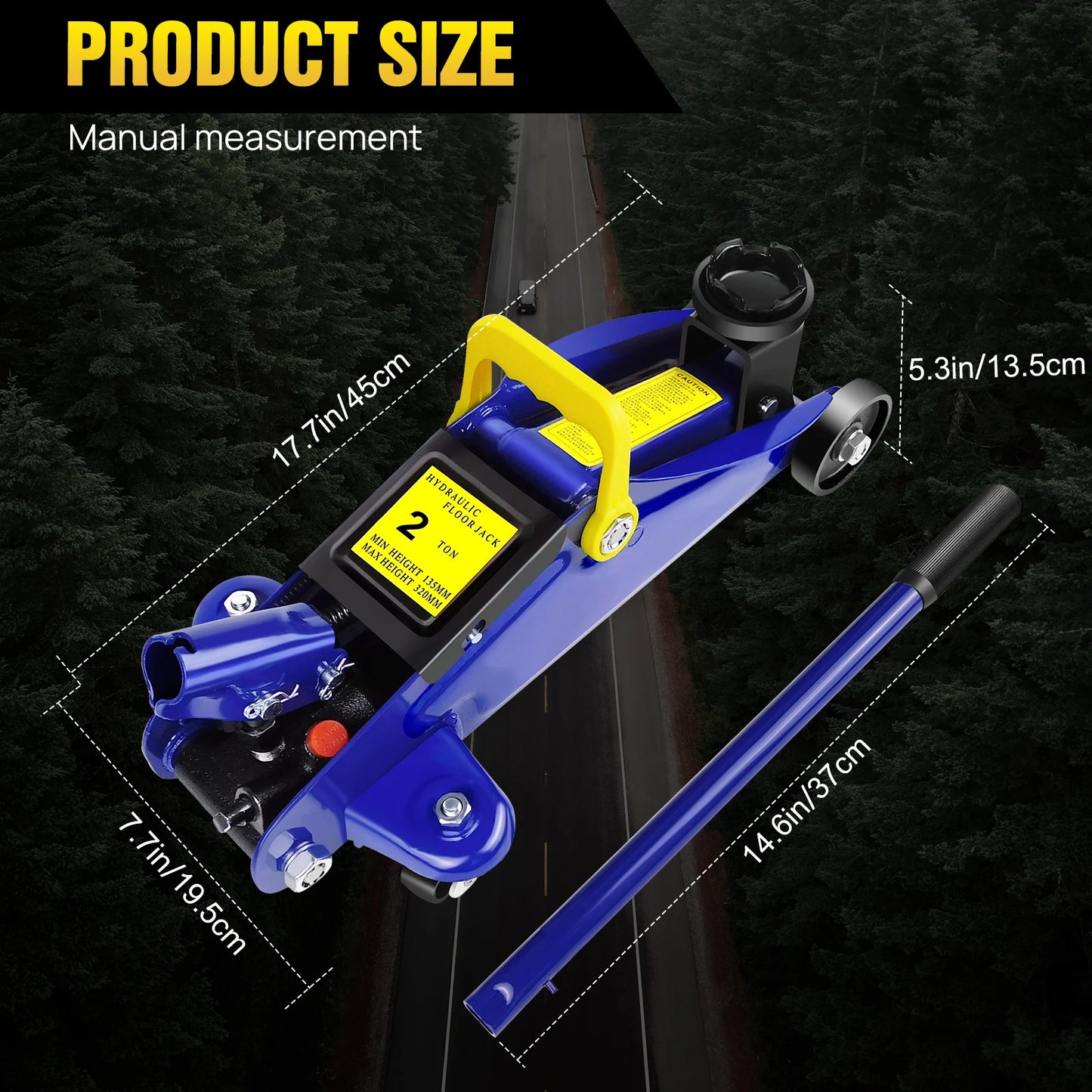 2 Ton Low Profile Hydraulic Floor Jack & 3 Ton Axle Stand Combo – Quick Lift Tire Repair Kit