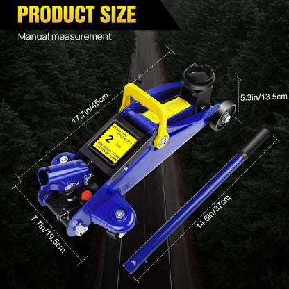 2 Ton Low Profile Hydraulic Floor Jack & 3 Ton Axle Stand Combo – Quick Lift Tire Repair Kit