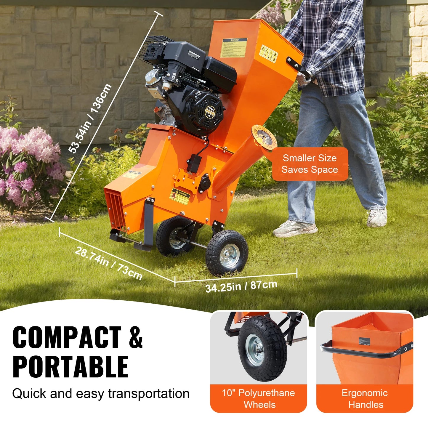 VEVOR Wood Chipper Shredder Mulcher Heavy Duty Gas Powered 4.1/8.6KW Engine Woodchipper Fast Wood Chipping Chopping for Forestry