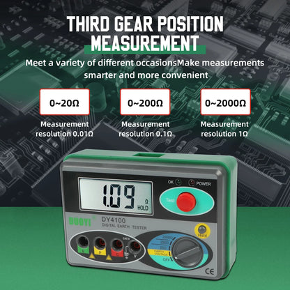 DUOYI DY4100 Digital Resistance Tester – Earth Ground Meter & High-Accuracy Multimeter for Power Systems