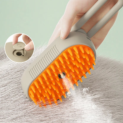 3-in-1 Pet Steam Brush | Electric Grooming & Massage Comb (USB Rechargeable)