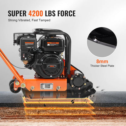 SucceBuy Plate Compactor 2.8/6.5 HP Force Vibratory Compaction Tamper For Walkways, Patios, Asphalts, Paver Landscaping