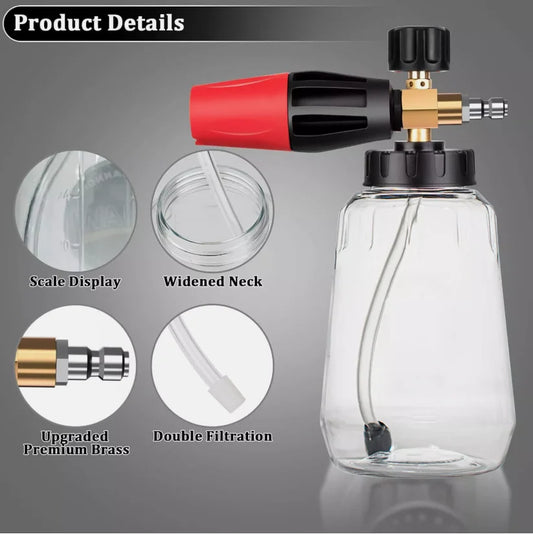 Foam Cannon Gun Car Wash Soap Sprayer – Pressure Washer Bottle with Large-Mouth Pot
