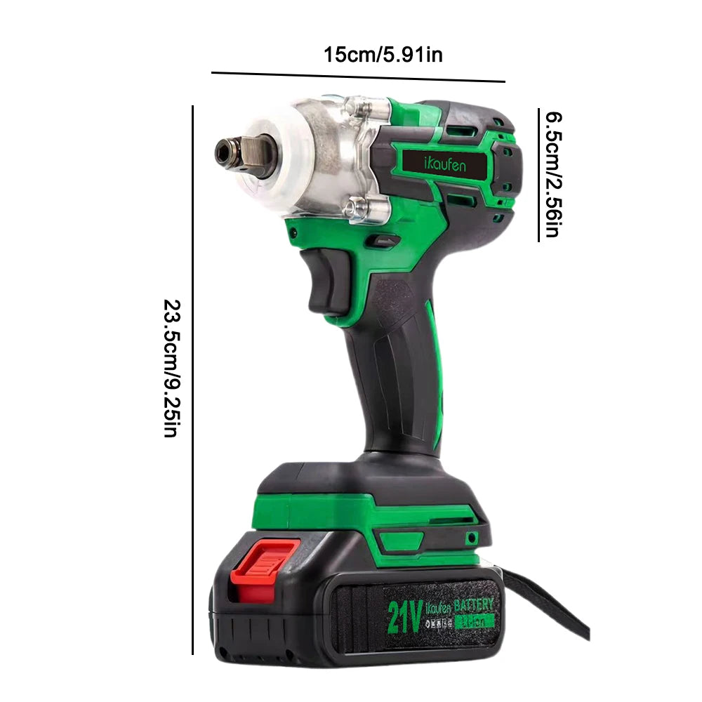 380N Large Torque Brushless Electric Wrench 21V Industrial Lithium Battery Charging for Cow Rack Woodworking Auto Repair