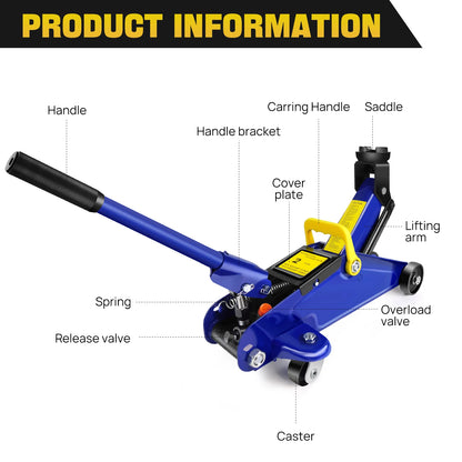 2 Ton Low Profile Hydraulic Floor Jack & 3 Ton Axle Stand Combo – Quick Lift Tire Repair Kit