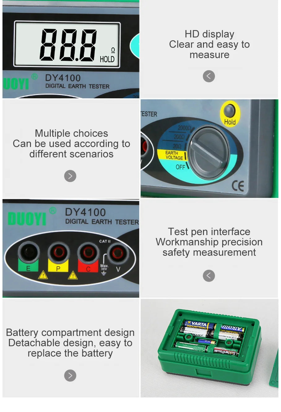 DUOYI DY4100 Digital Resistance Tester – Earth Ground Meter & High-Accuracy Multimeter for Power Systems