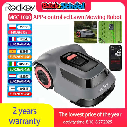 C-TOF Robot Lawn Mower Redkey MGC500 Lawn Mower Robot Cable Break Detection Climbing Capacity 45% App Control Mowing Robot