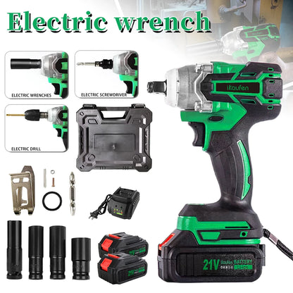 380N Large Torque Brushless Electric Wrench 21V Industrial Lithium Battery Charging for Cow Rack Woodworking Auto Repair
