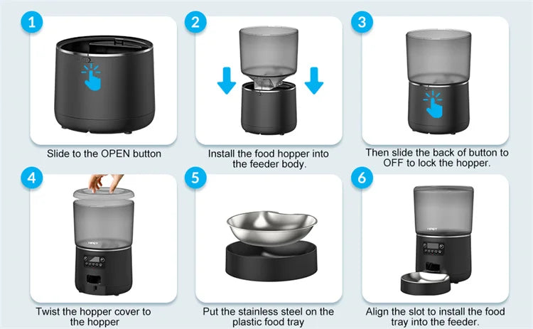 NPET 4L Automatic Smart Pet Feeder – Stainless Steel Bowl, Customizable 1–9 Portions for Cats & Dogs
