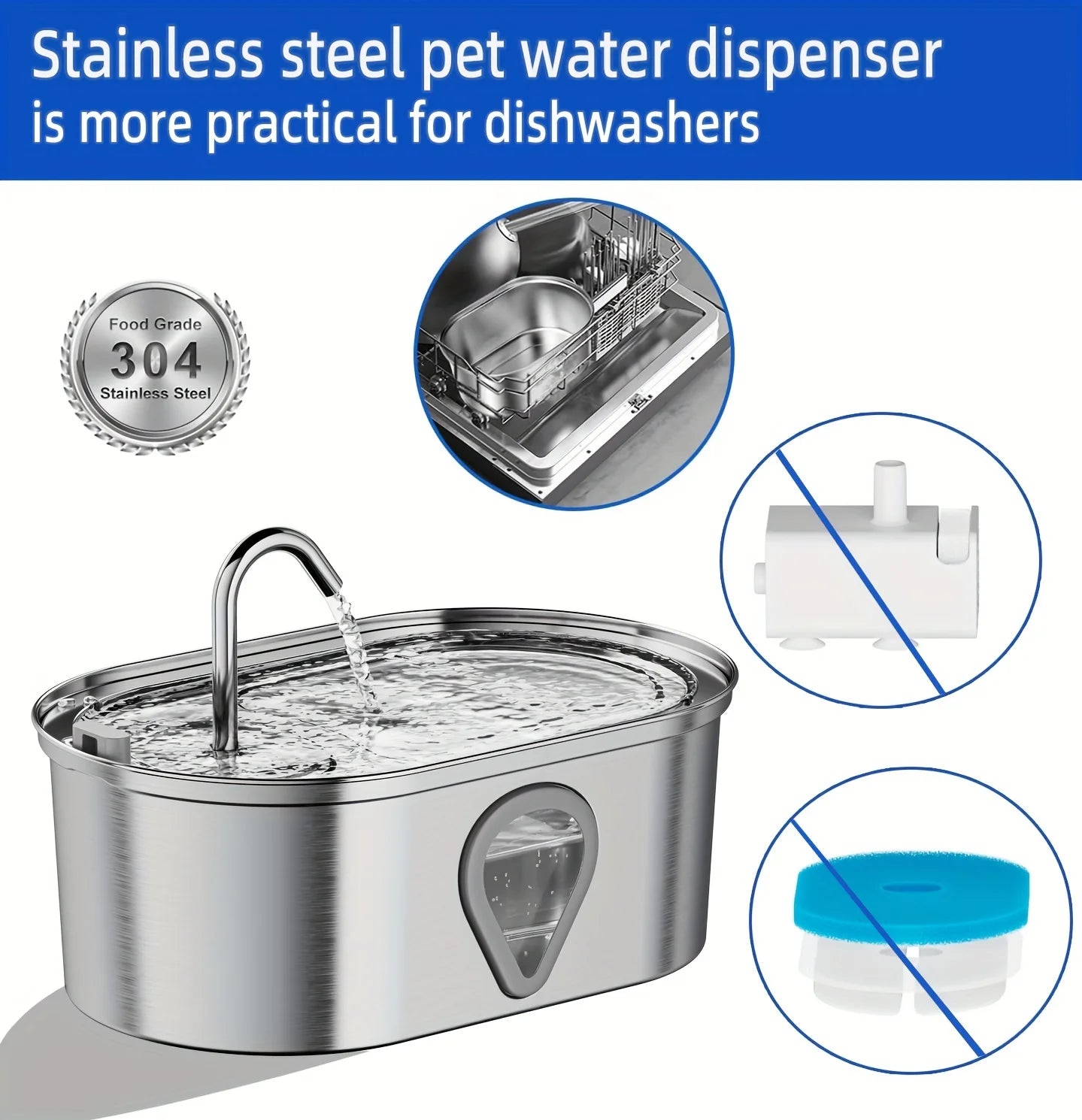 3.5L Automatic Pet Water Dispenser – Stainless Steel Cat Fountain with LED Light