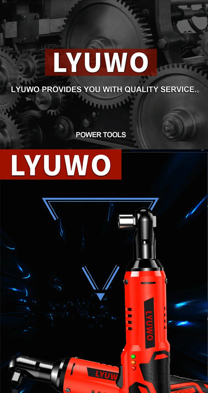 LYUWO 3/8 Rechargeable Electric , Ratchet Set, Angle Drill, Screwdriver To Remove Screw Nut, Automobile Maintenance Tool 2 Batte