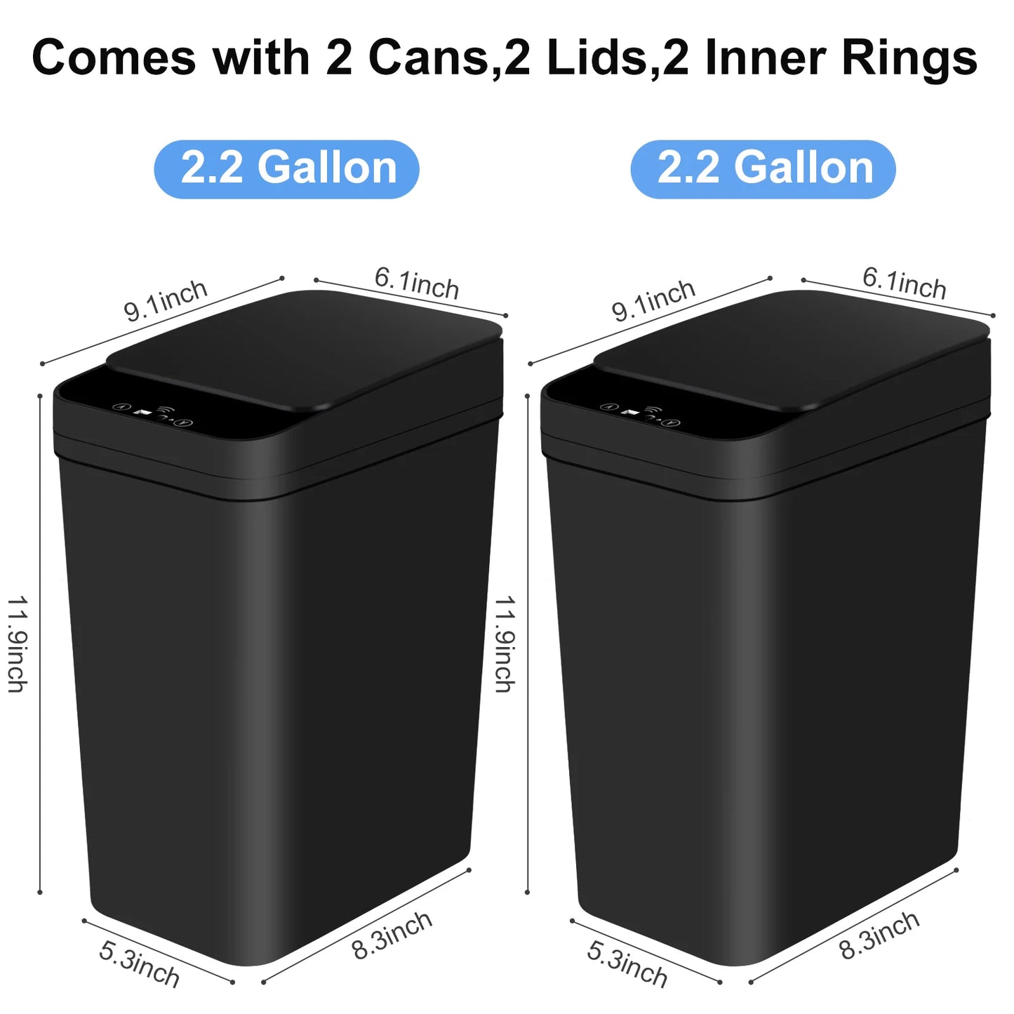 2 Pack – 12L Automatic Touchless Trash Can