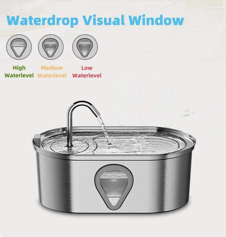 3.5L Automatic Pet Water Dispenser – Stainless Steel Cat Fountain with LED Light