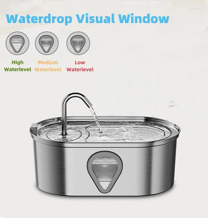 3.5L Automatic Pet Water Dispenser – Stainless Steel Cat Fountain with LED Light