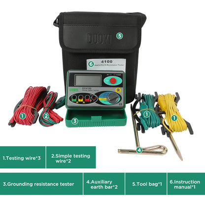 DUOYI DY4100 Digital Resistance Tester – Earth Ground Meter & High-Accuracy Multimeter for Power Systems