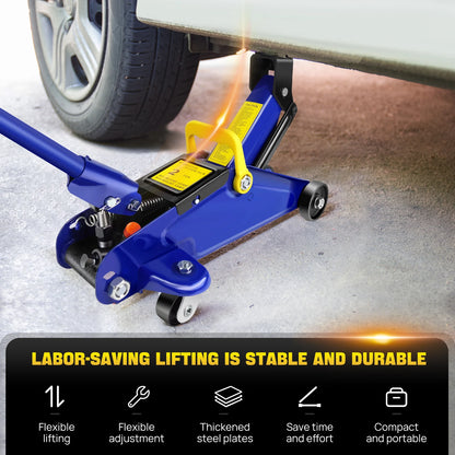 2 Ton Low Profile Hydraulic Floor Jack & 3 Ton Axle Stand Combo – Quick Lift Tire Repair Kit