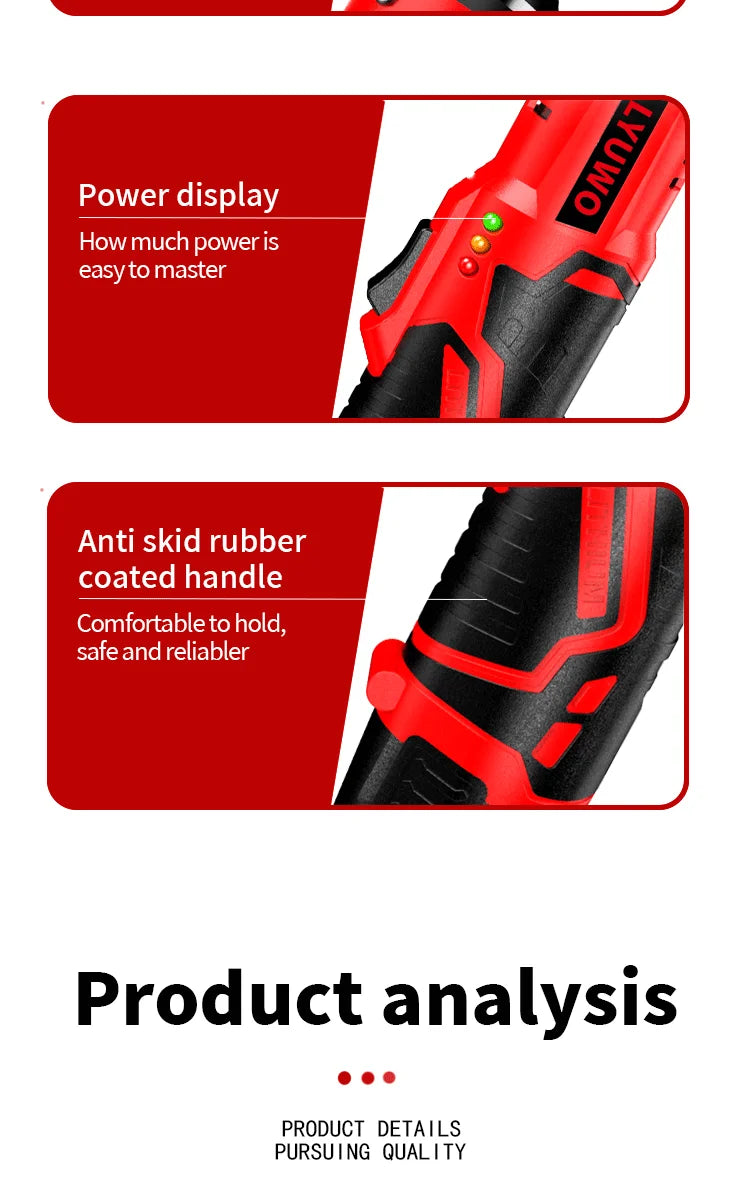 LYUWO 3/8 Rechargeable Electric , Ratchet Set, Angle Drill, Screwdriver To Remove Screw Nut, Automobile Maintenance Tool 2 Batte