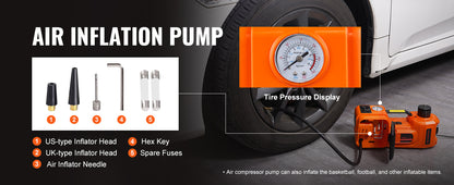 VEVOR Electric Car Jack 5 Ton Hydraulic Jack with Electric Impact Wrench Portable Car Lift  for SUV MPV Sedan Truck Change Tires