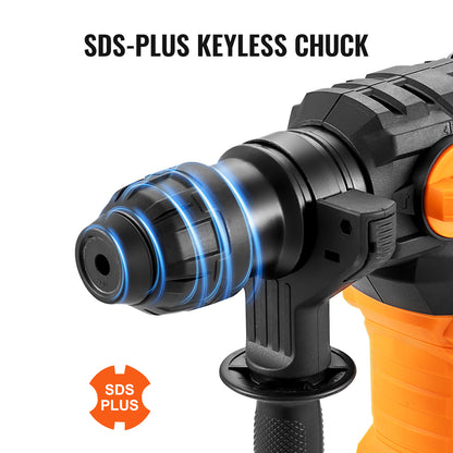 SucceBuy 1500W Rotary Hammer Drill Max Drilling 32mm 4 Modes Plus Corded Demolition Chipping Metal Concrete Breaker Jackhammer