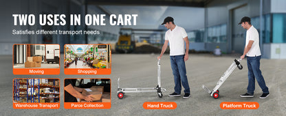 SucceBuy Folding Hand Truck Aluminum Heavy Duty Industrial Collapsible Dolly Cart for Transport Moving in Warehouse Supermarket
