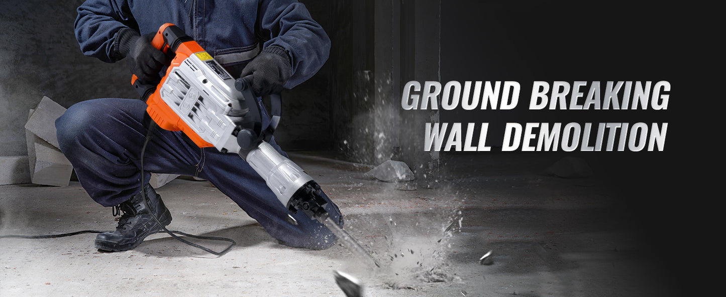 SucceBuy Demolition Jack Hammer 1500W/2200W/3500W Jack Hammer Concrete Breaker Heavy Duty Electric Jack Hammer 2/4pcs Chisel