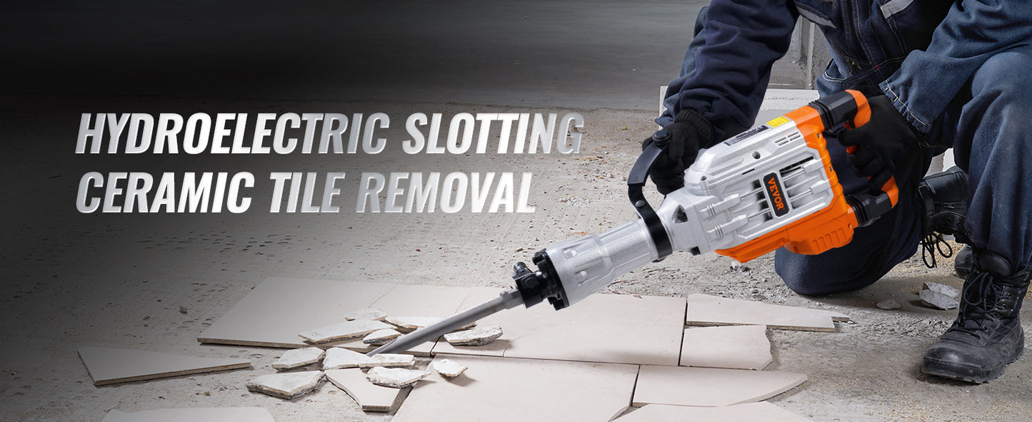 SucceBuy Demolition Jack Hammer 1500W/2200W/3500W Jack Hammer Concrete Breaker Heavy Duty Electric Jack Hammer 2/4pcs Chisel